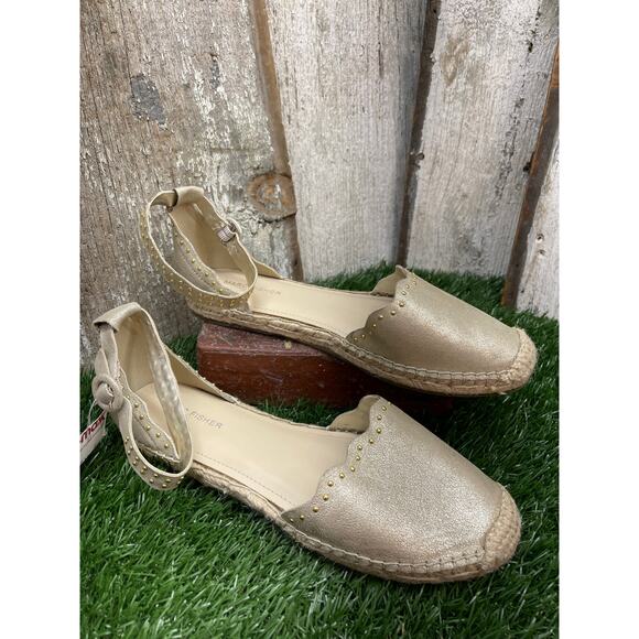 Marc Fisher Jarquis Micro Studded Gold Metallic Espadrilles Women's 10 - Picture 1 of 6